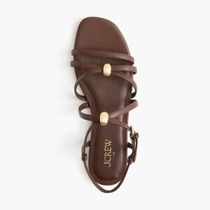 J. Crew Women’s Strappy Leather Sandals Pull-On Dark Walnut Size US 9.5 NWOB